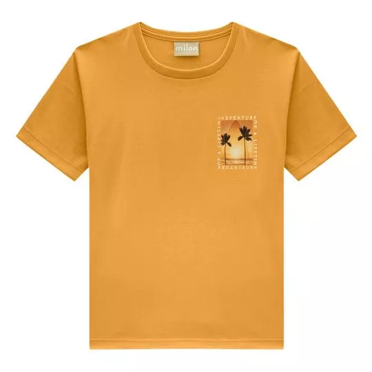 Camiseta Coqueiros- Amarelo Escuro & Branca- Milon