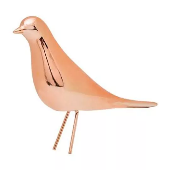 Pássaro Decorativo- Rosê Gold- 15x16x5cm- Br Continental
