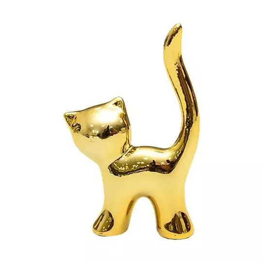 Gato Decorativo- Dourado- 8x5x2cm- Br Continental