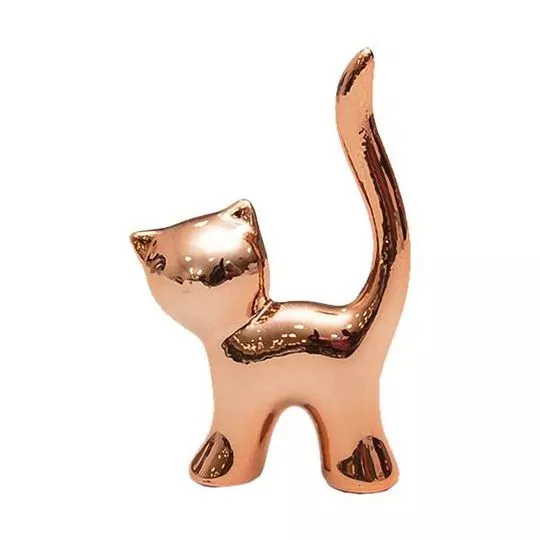 Gato Decorativo- Rosê Gold- 8x5x2cm- Br Continental