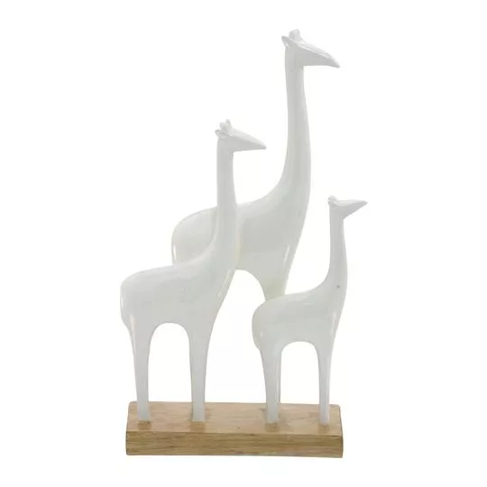 Girafas Decorativas- Branca & Marrom Claro- 29x17x6,5cm- Mabruk