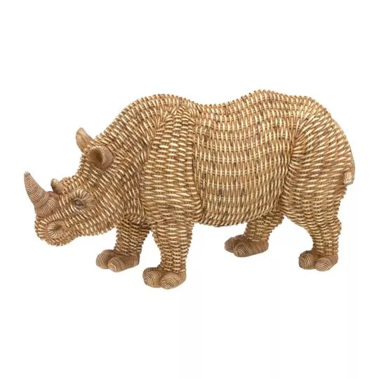 Rinoceronte Decorativo Texturizado- Marrom Claro- 17x30x10,5cm- Mabruk
