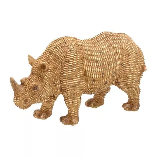 Rinoceronte Decorativo Texturizado- Marrom Claro- 13x24x8cm- Mabruk