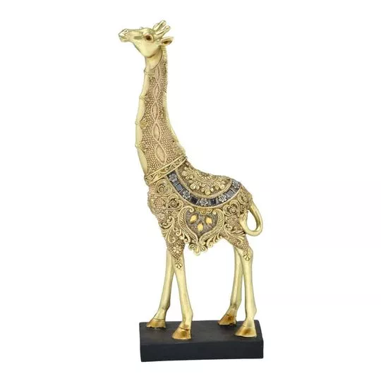 Girafa Decorativa- Dourada & Chumbo- 30,5x12,5x5,5cm- Mabruk