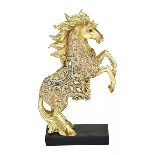 Cavalo Decorativo- Dourado & Chumbo- 26,5x16x7cm- Mabruk