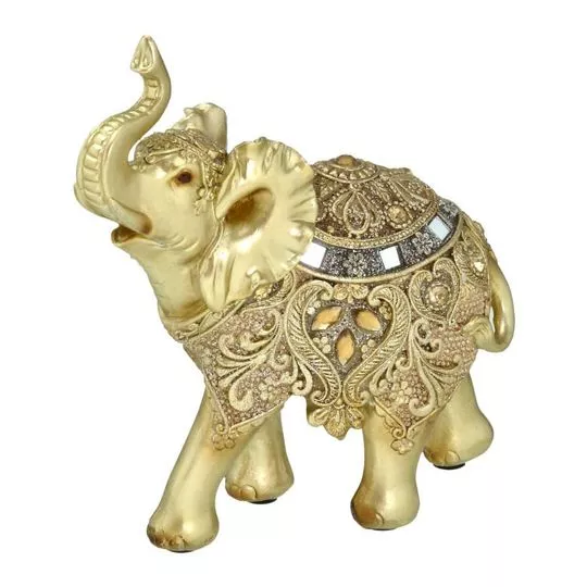 Elefante Decorativo- Dourado & Chumbo- 16,5x15,5x6cm- Mabruk