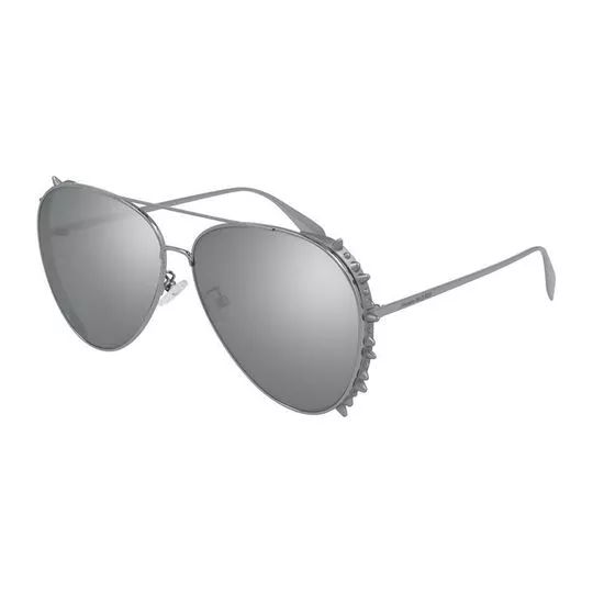 Óculos De Sol Aviador- Cinza Claro- Alexander Mcqueen