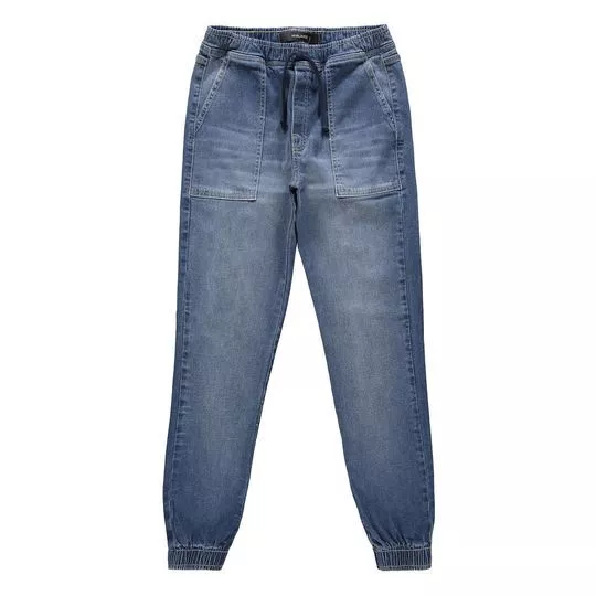 Calça Jeans Jogger Com Bolsos- Azul Claro- Malwee