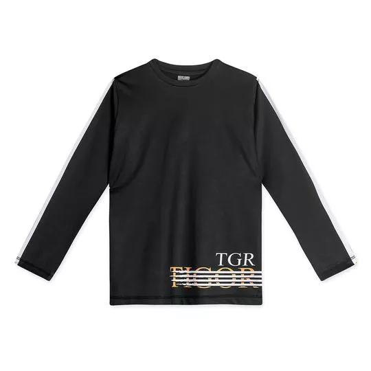 Camiseta Tigor®- Preta & Off White- LILICA RIPILICA & TIGOR