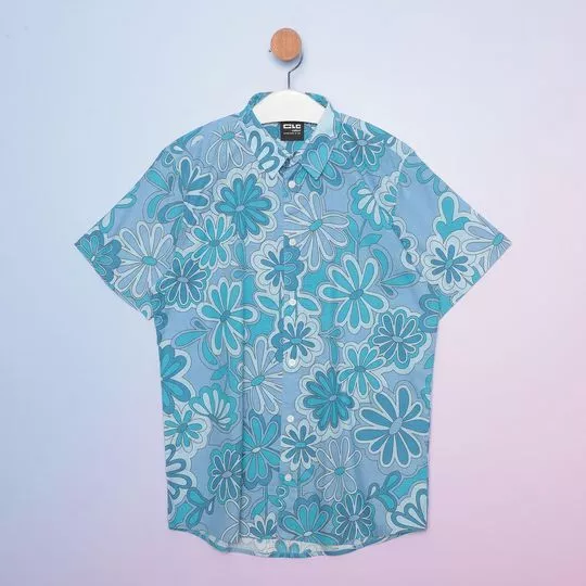 Camisa Floral- Azul & Azul Claro- Colcci