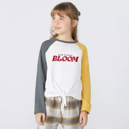 Blusa Bloom- Branca & Amarela- Hering Kids
