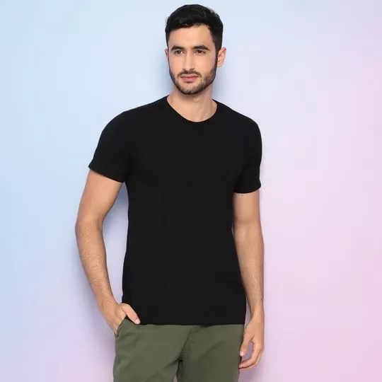 Camiseta Básica- Preta- Wollner