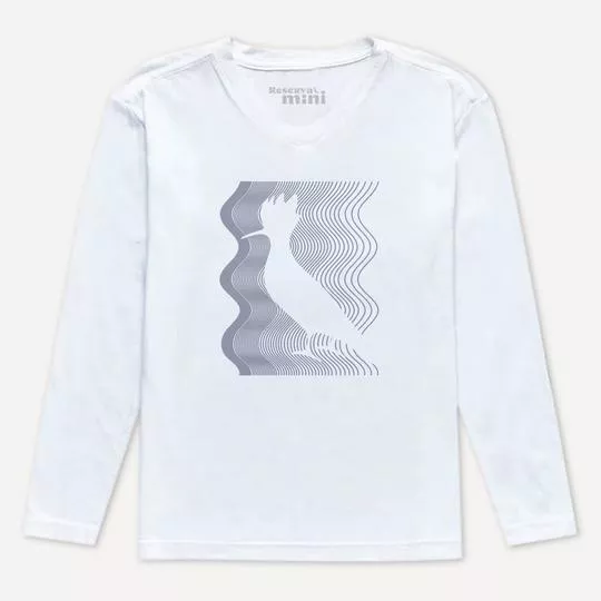 Camiseta Reserva Mini®- Branca & Cinza- Reserva Mini