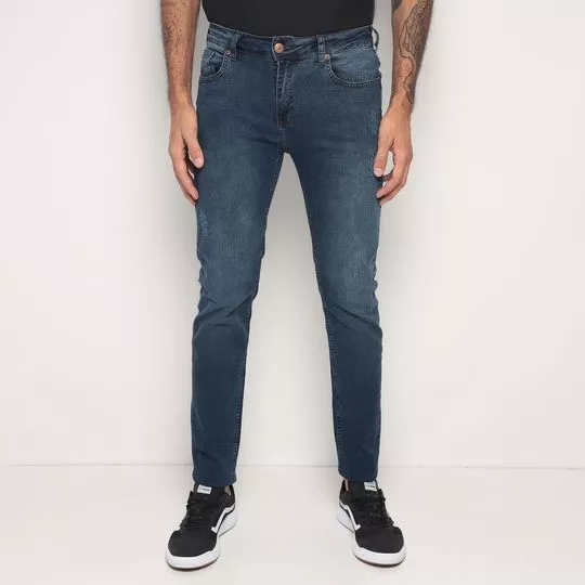 Calça Jeans Skinny Estonada- Azul Escuro- M. Officer