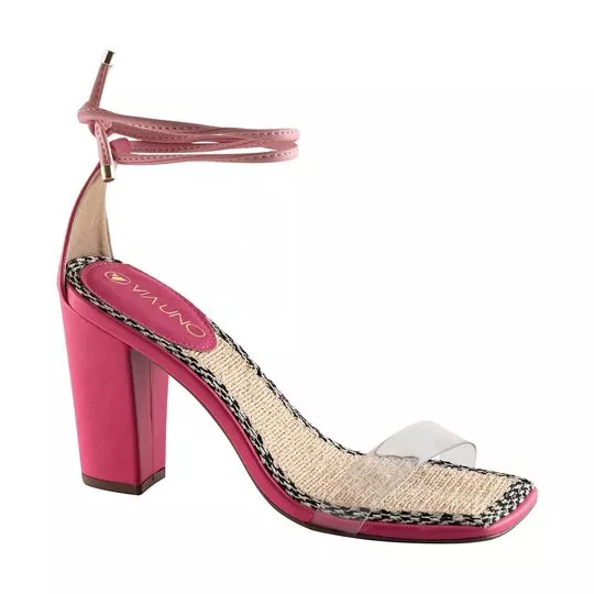 Sandália Com Amarração- Pink & Rosa Claro- Salto: 9,5cm- VIA UNO