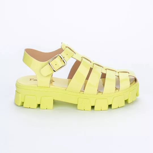 Sandália Com Tiras- Amarelo Claro