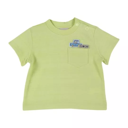 Camiseta Infantil Carrinho- Verde Claro & Azul- Chicco