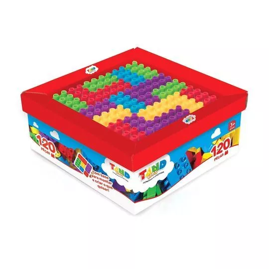 Jogo De Blocos De Montar Caixa Tand- Vermelho & Azul- 120Pçs- Toyster
