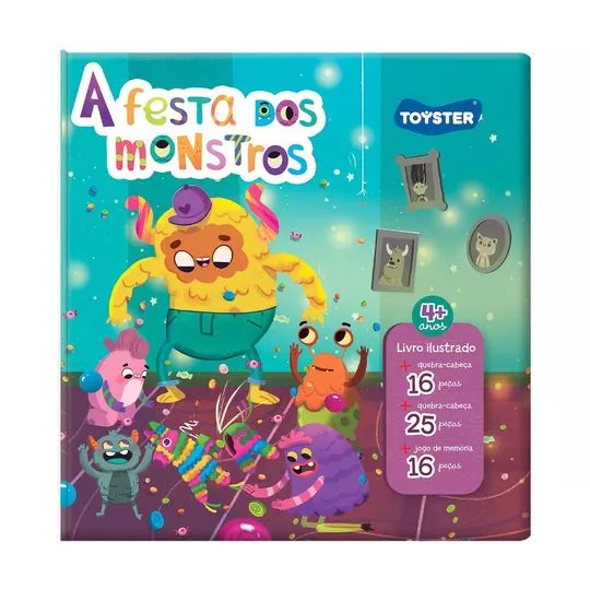Livro Brinquedo A Festa Dos Monstros- Amarelo & Roxo- 57Pçs- Toyster