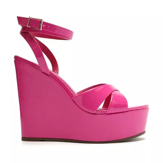 Sandália Plataforma Envernizado- Pink- Schutz