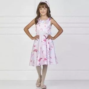 Vestido Floral<BR>- Rosa Claro & Pink