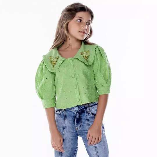 Camisa Em Laise- Verde- Luluzinha