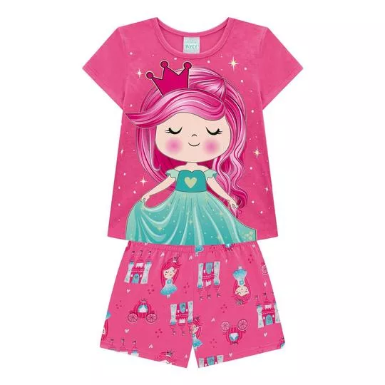 Pijama Princesa- Rosa & Verde Água- Kyly