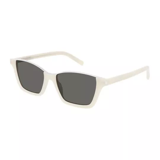 Óculos De Sol Retangular- Bege Claro & Preto- Saint Laurent