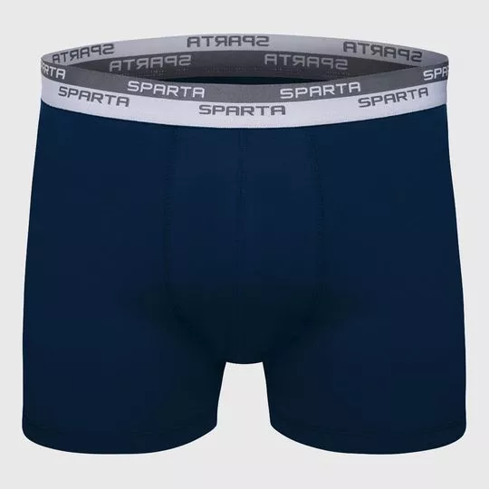 Cueca Boxer Com Recortes- Azul Marinho & Cinza- Sparta Underwear