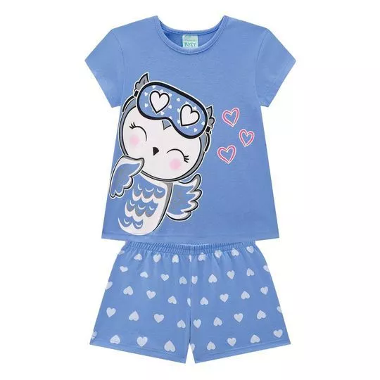 Pijama Corujinha- Azul Claro & Branco- Kyly