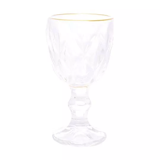 Taça Para Licor Com Fio De Ouro Diamond- Incolor & Dourada- 50ml- Lyor