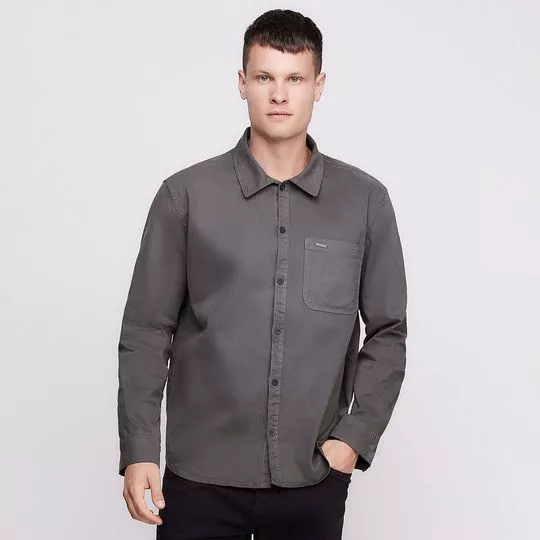 Camisa Com Bolso- Cinza Escuro