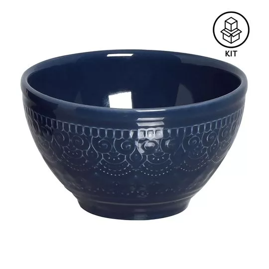 Jogo De Bowls Agra- Azul Marinho- 6Pçs- 606ml- Porto Brasil