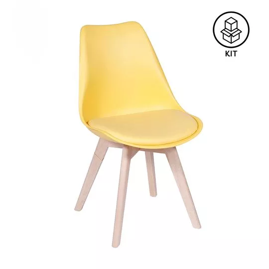 Jogo De Cadeiras Modesti- Amarelo & Bege Claro- 2Pçs- Or Design