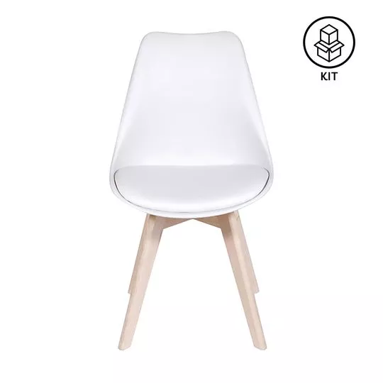 Jogo De Cadeiras Joly- Branco & Madeira Clara- 2Pçs- Or Design