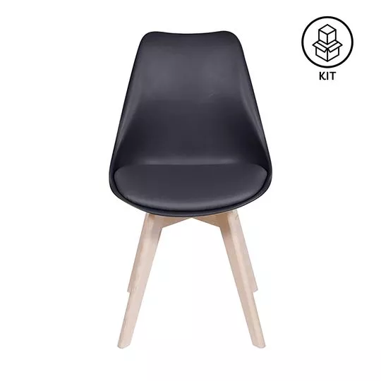 Jogo De Cadeiras Modesti- Preto & Bege- 2Pçs- Or Design