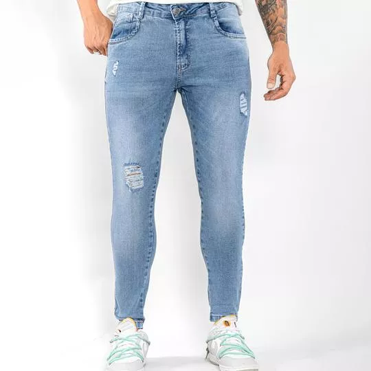Calça Jeans Skinny Estonado- Azul