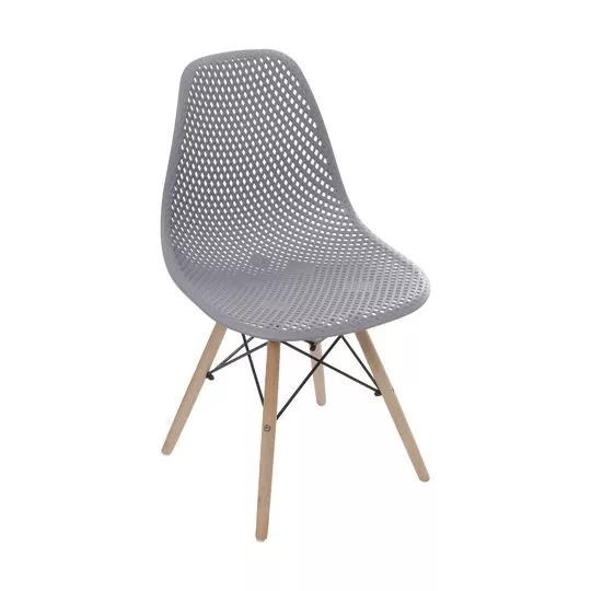 Cadeira Eames Colmeia- Cinza & Madeira- 82,5x46,5x42cm- Or Design