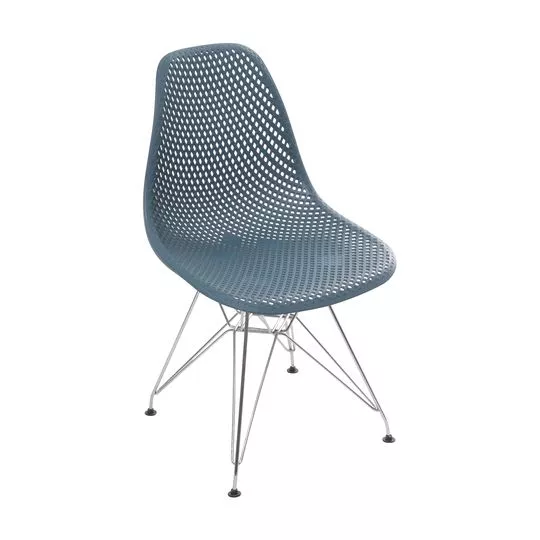 Cadeira Eames Colmeia- Azul Petróleo & Prateada- 82,5x46,5x42cm- Or Design