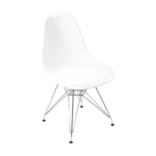 Cadeira Eames Colmeia- Branca & Prateada- 82,5x46,5x42cm- Or Design