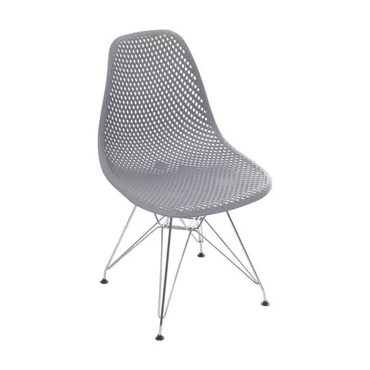 Cadeira Eames Colmeia- Cinza & Prateada- 82,5x46,5x42cm- Or Design