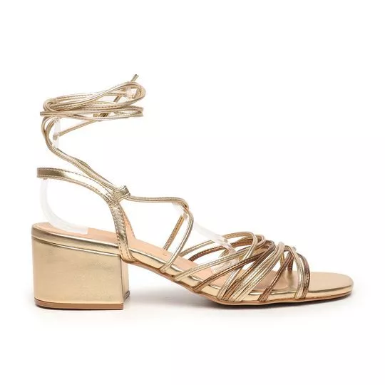 Sandália Com Amarração- Dourada & Bronze- Luiza Barcelos