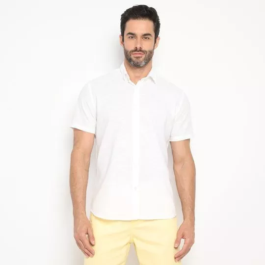 Camisa Com Linho- Off White- Forum