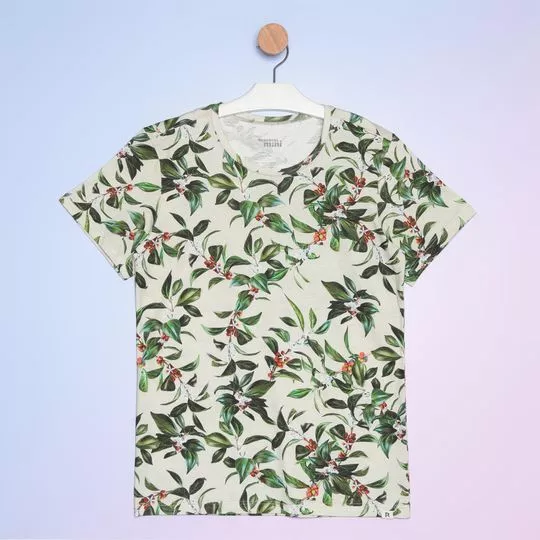 Camiseta Folhagens- Cinza & Verde- Reserva Mini