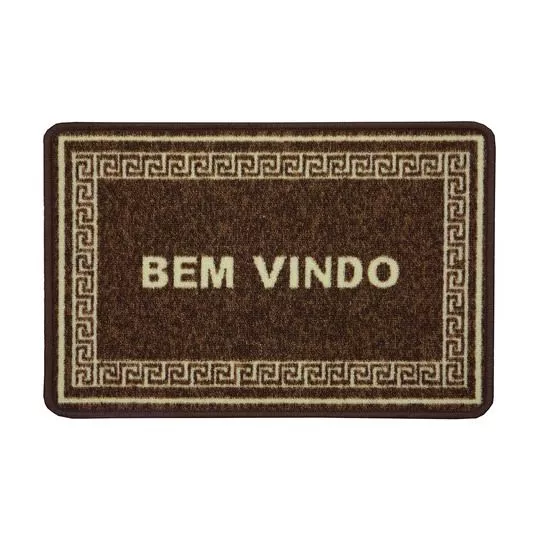 Capacho Bem Vindo- Marrom Escuro & Bege Claro- 60x40cm- Niazitex