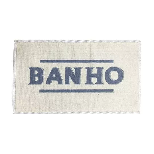 Tapete Para Banheiro Banho- Off White & Azul Marinho- 80x50cm- Niazitex