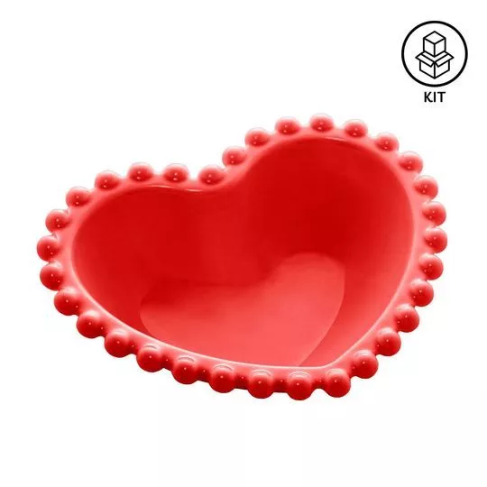 Jogo De Bowls Coração Beads- Vermelho- 4Pçs- 150ml- Wolff