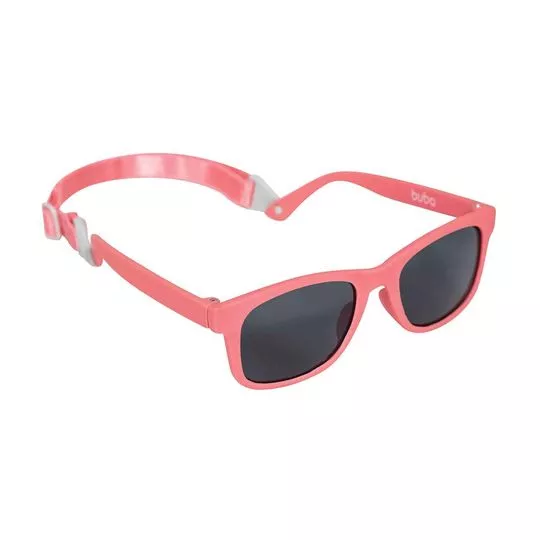 Óculos De Sol Baby Com Alça Ajustável- Rosa & Preto- Buba