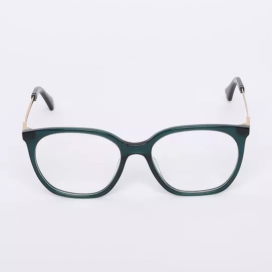 Armação Quadrada Para Óculos De Grau- Verde Escuro & Dourada- Carmim