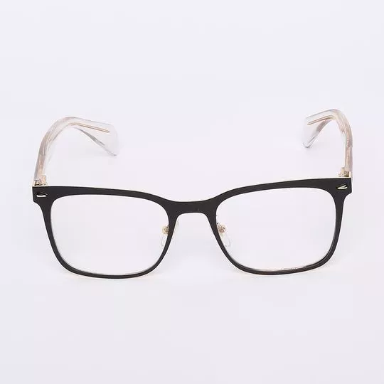 Armação Quadrada Para Óculos De Grau- Preta & Dourada- Carmim